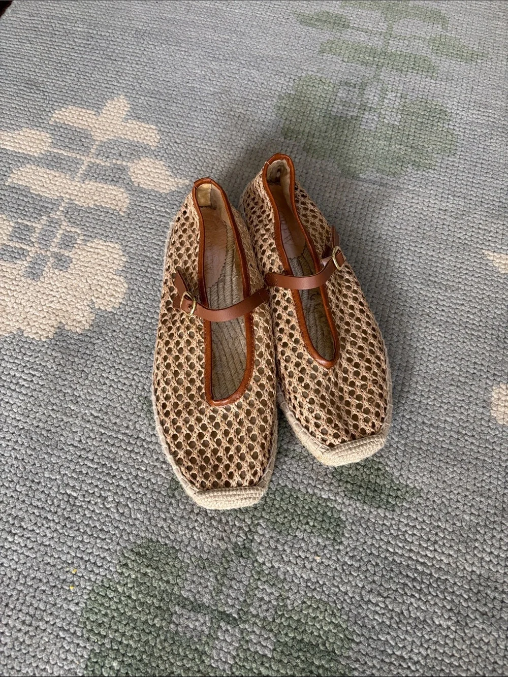 J Crew Made-in-Spain Mary Jane Espadrilles Raffia 9 LIKE NEW